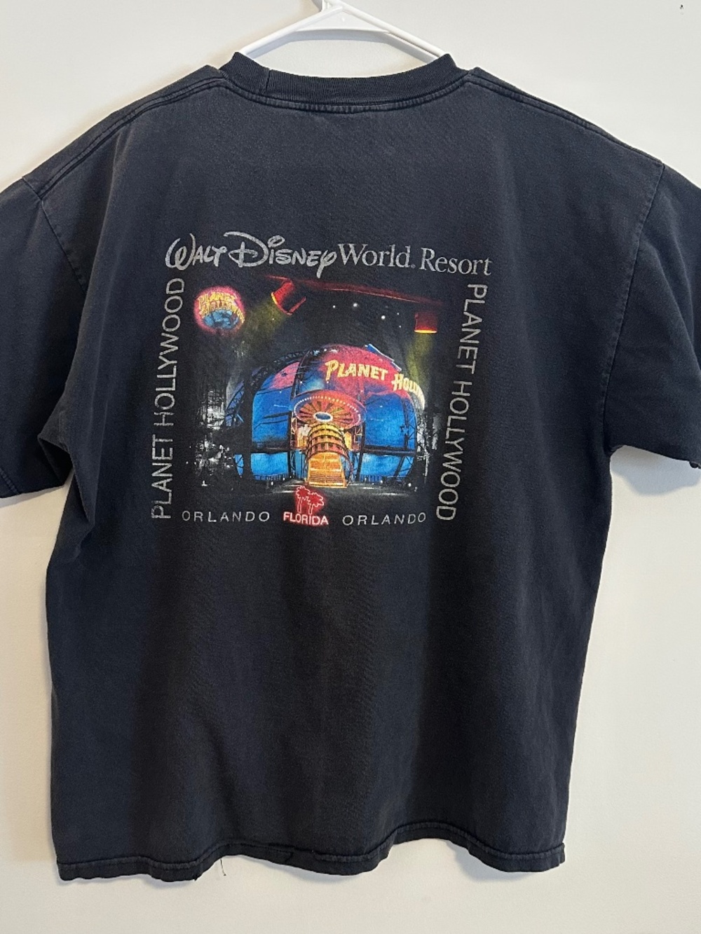 Planet Hollywood Walt Disney World Orlando Graphic Print T-Shirt XL Black Tee